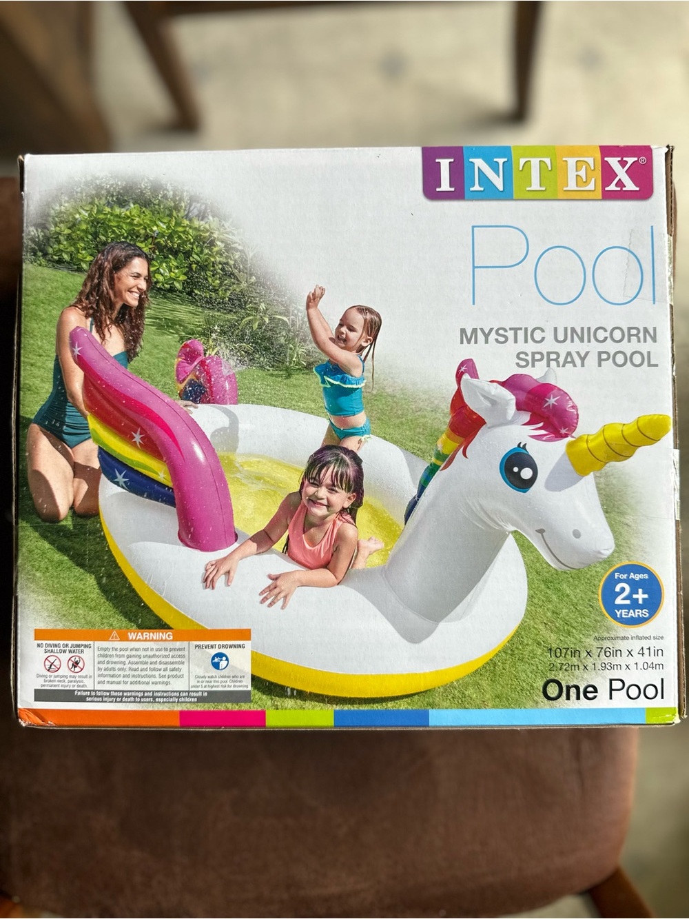 Intex Mystic Unicorn Spray Pool - White & Rainbow